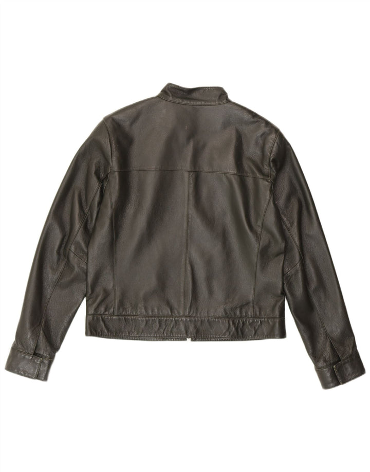 HELLINE Womens Leather Jacket UK 14 Medium  Green Leather