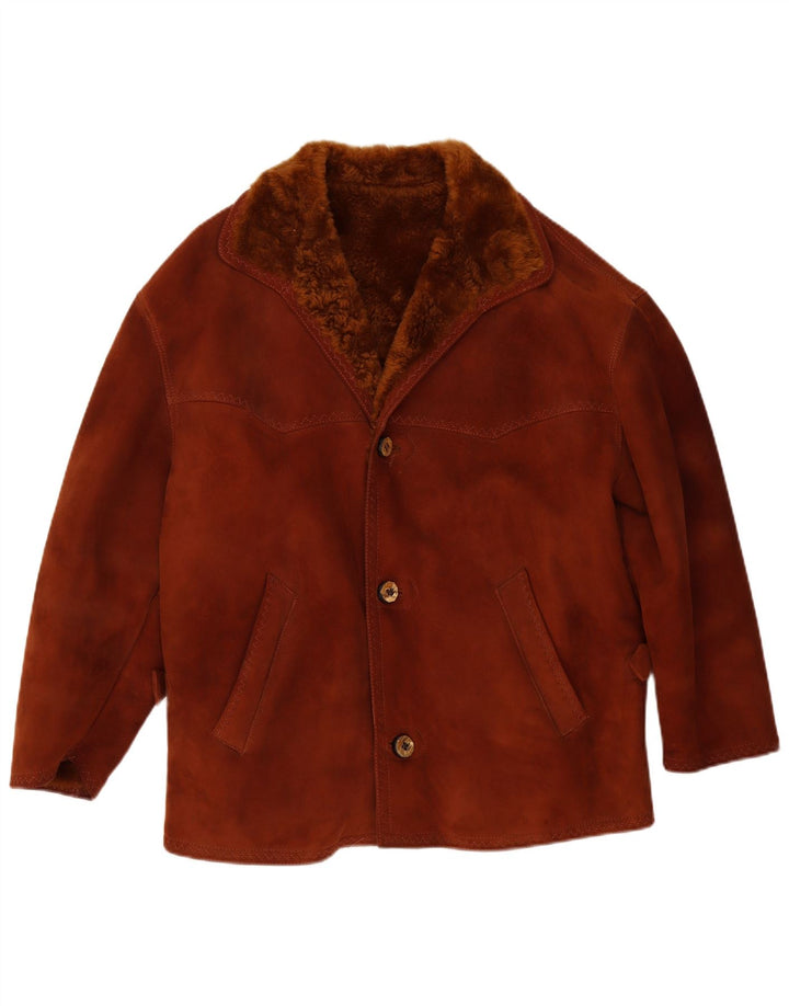 Vintage Mens Shearling Jacket UK 38 Medium Brown