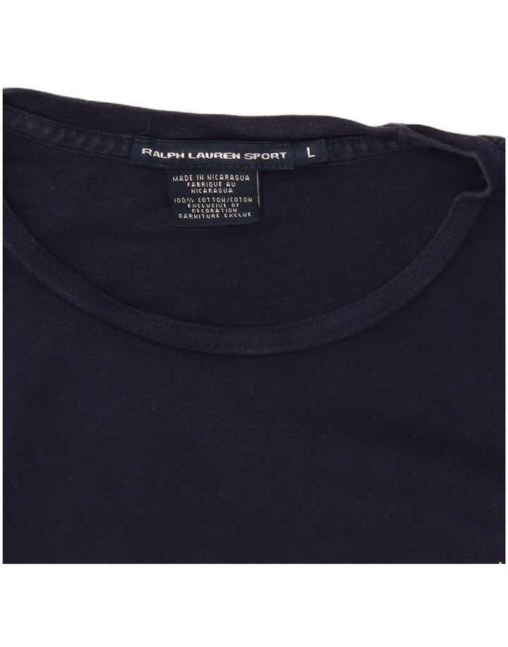 Ralph Lauren Womens T-Shirt Top UK 14 Large Navy Blue Cotton