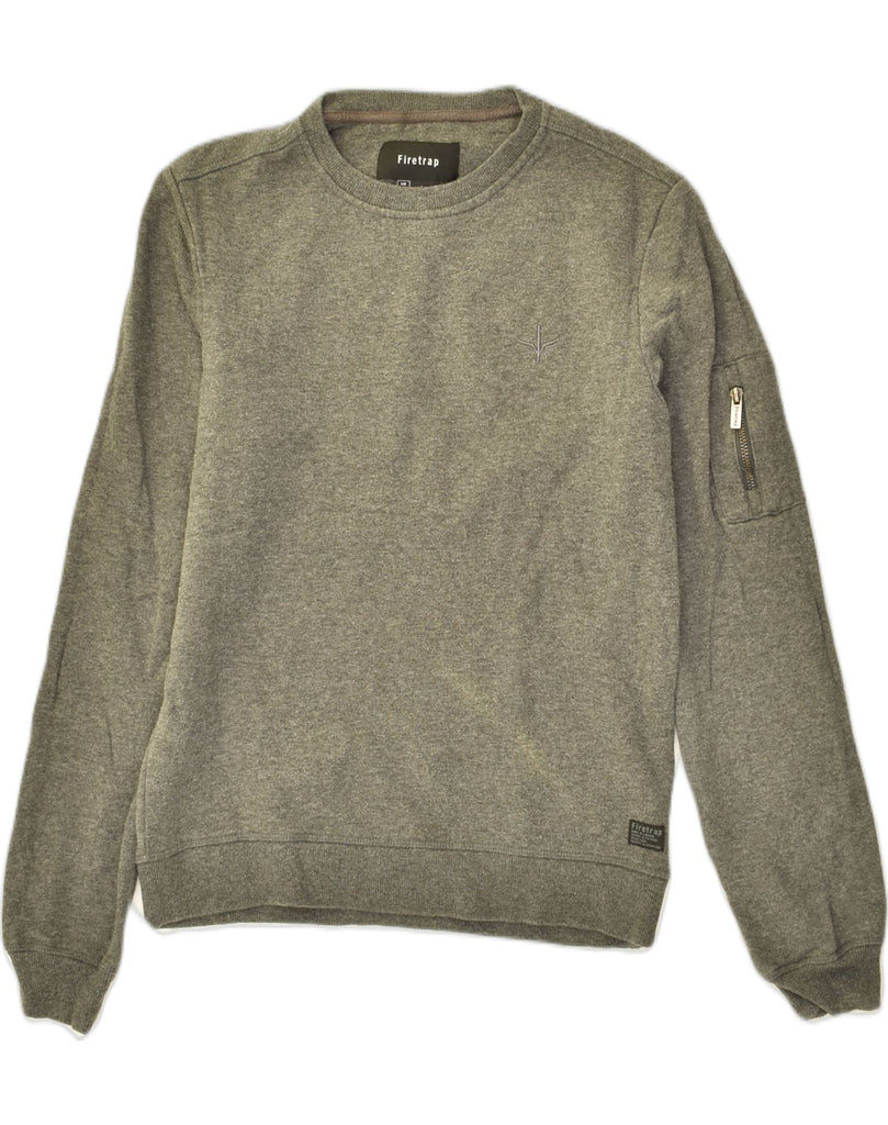 FIRETRAP Mens Sweatshirt Jumper Small Grey Cotton | Vintage Firetrap | Thrift | Second-Hand Firetrap | Used Clothing | Messina Hembry 