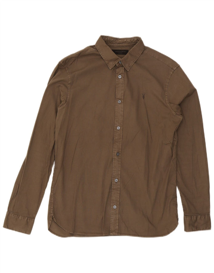 All Saints Mens Shirt Medium Khaki Cotton