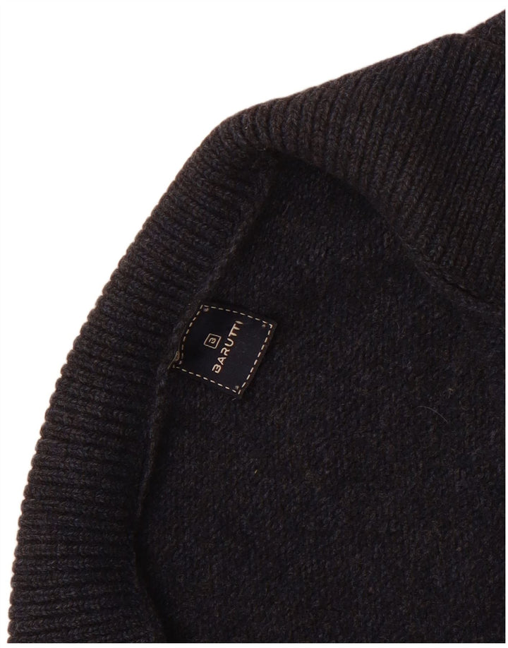 Mens Military Cardigan Sweater Small Navy Blue