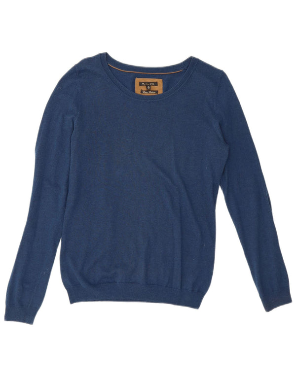 Massimo Dutti Womens Boat Neck Jumper Sweater UK 12 Medium Blue