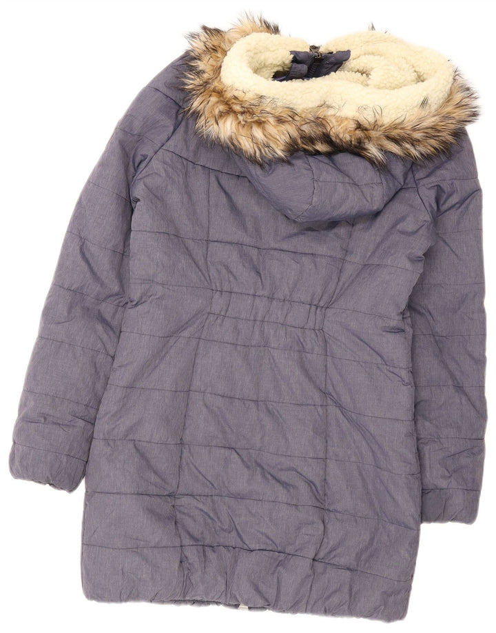 Superdry Womens Hooded Padded Jacket UK 14 Medium Blue Nylon