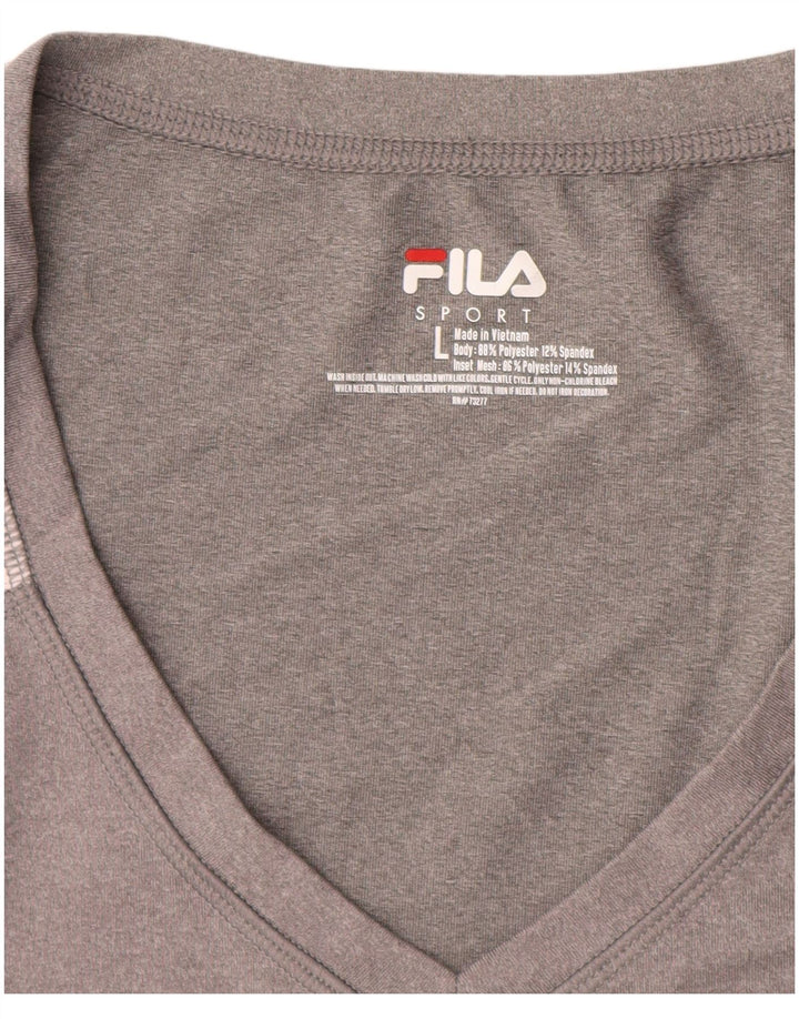 FILA Womens T-Shirt Top UK 14 Large Grey Colourblock
