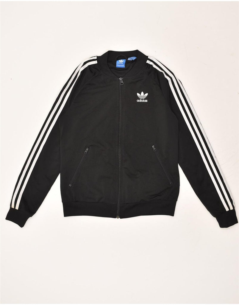 ADIDAS Womens Oversized Graphic Tracksuit Top Jacket UK 10 Small Black | Vintage Adidas | Thrift | Second-Hand Adidas | Used Clothing | Messina Hembry 