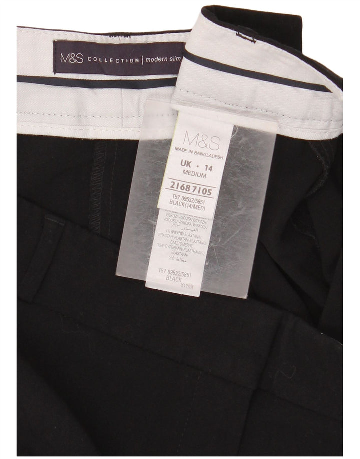 MARKS & SPENCER Womens Crop Suit Trousers UK 14 Medium W34 L26 Black