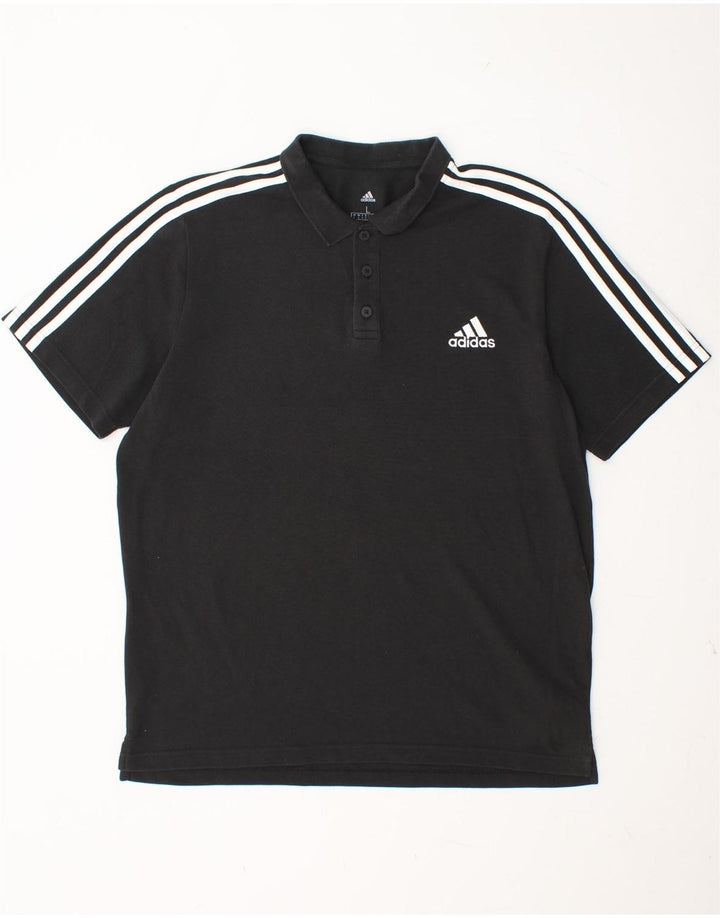 ADIDAS Mens Polo Shirt Large Black Cotton