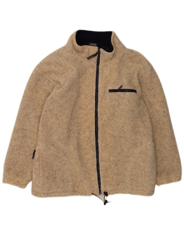 Vintage Mens Fleece Jacket UK 42 XL Beige Flecked Polyester