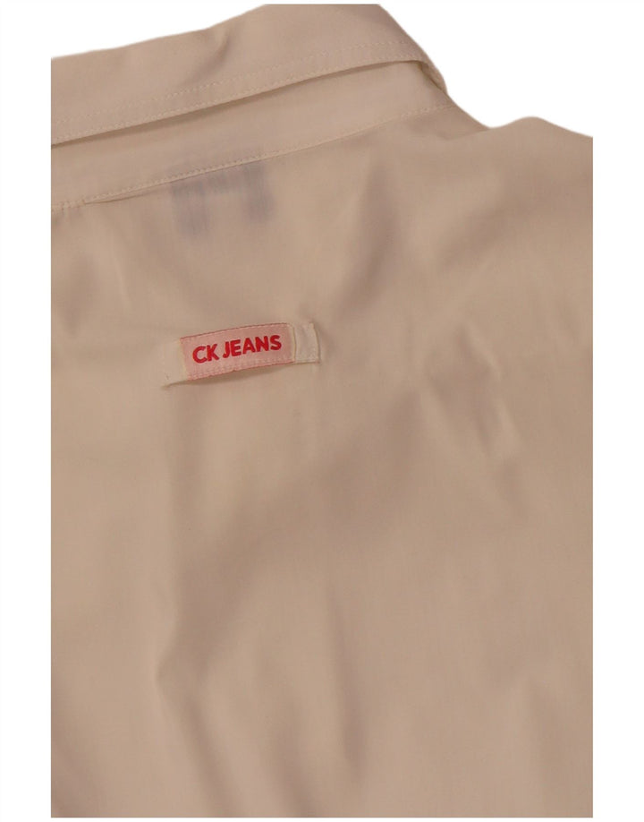 CALVIN KLEIN JEANS Womens 3/4 Sleeve Shirt UK 16 Large Off White