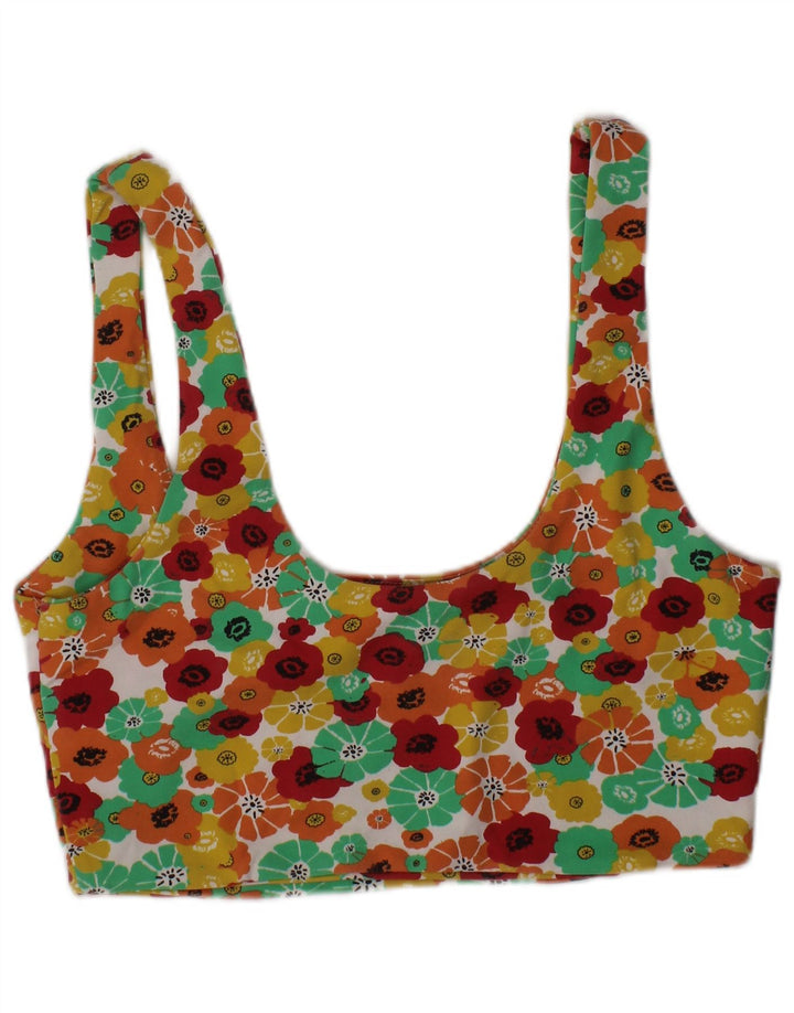 ZARA Womens Graphic Crop Top UK 12 Medium Multicoloured Floral Colourful