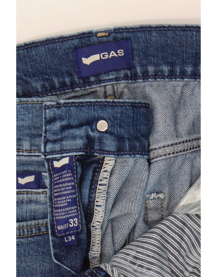 Gas Mens Cropped Jeans W33 L26 Blue Cotton