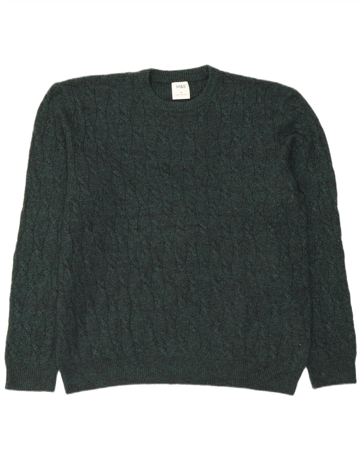 MARKS & SPENCER Mens Crew Neck Jumper Sweater XL Green Polyamide