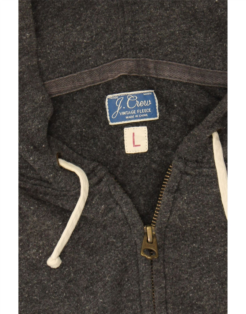 J. CREW Womens Zip Hoodie Sweater UK 16 Large Grey Flecked Cotton Vintage J. Crew and Second-Hand J. Crew from Messina Hembry 