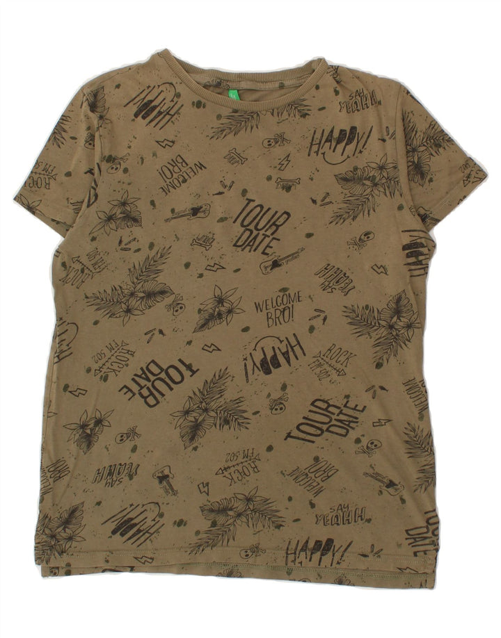 BENETTON Boys Graphic T-Shirt Top 13-14 Years Khaki Vintage Benetton and Second-Hand Benetton from Messina Hembry 