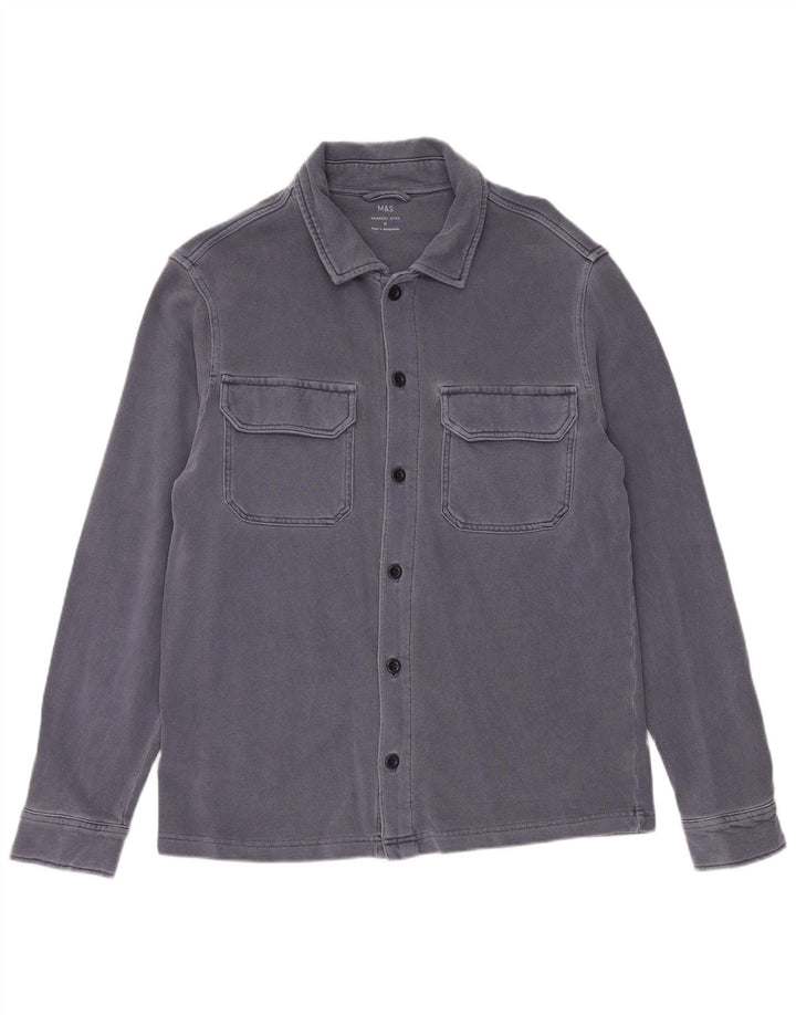 Marks & Spencer Womens Shirt UK 14 Medium Blue Cotton