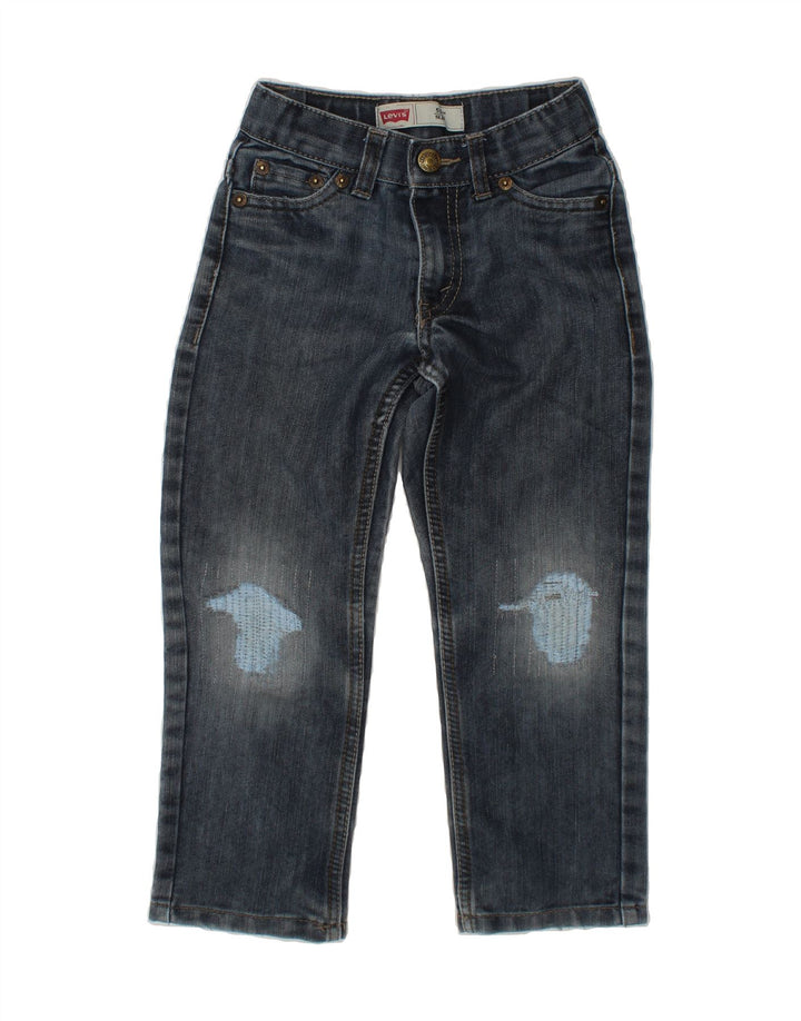 LEVI'S Boys 511 Distressed Slim Jeans 4-5 Years W22 L18 Navy Blue Cotton Vintage Levi's and Second-Hand Levi's from Messina Hembry 