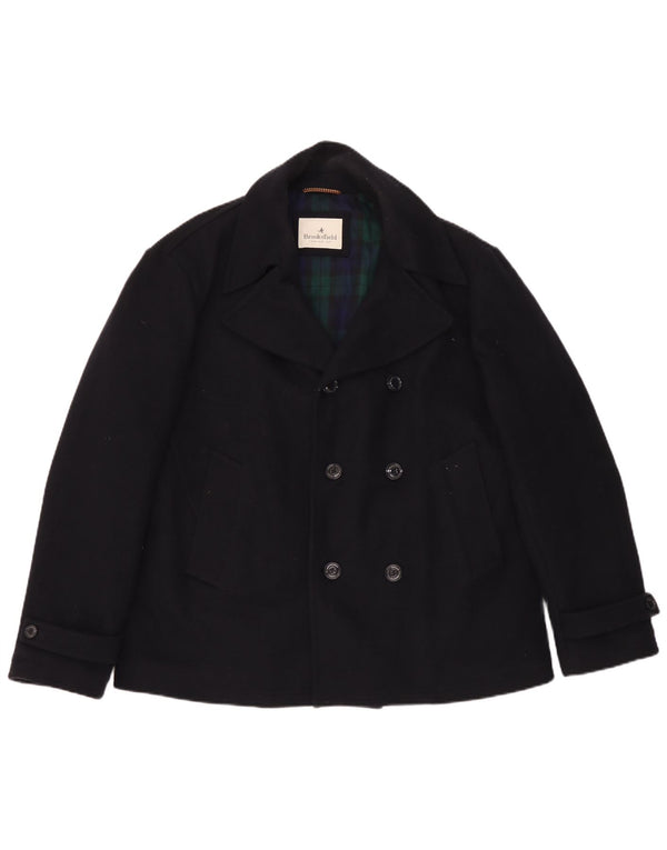 Brooksfield Mens Pea Coat IT 54 2XL Navy Blue Wool