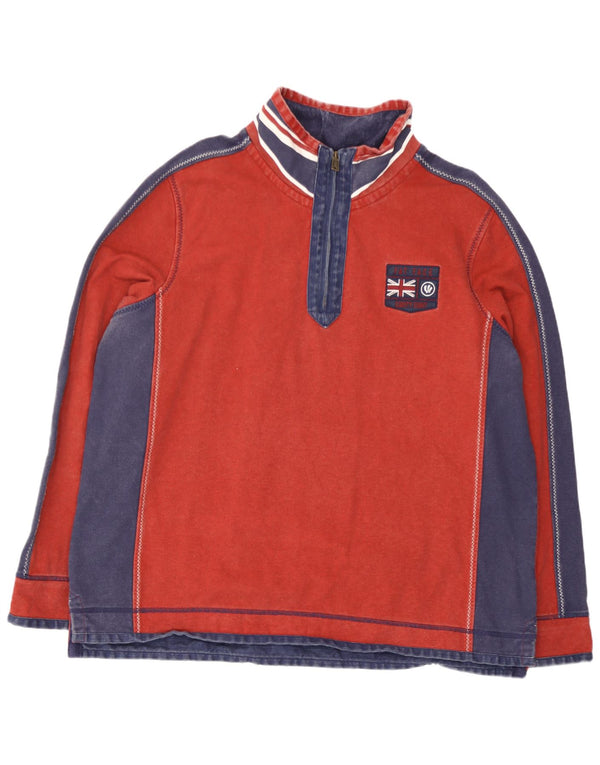 Fat Face Mens Zip Neck Sweatshirt Jumper 2XL Red Colourblock Cotton