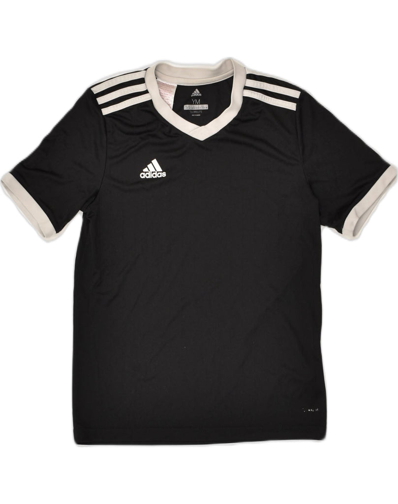 ADIDAS Boys T-Shirt Top 11-12 Years Medium Black Polyester | Vintage Adidas | Thrift | Second-Hand Adidas | Used Clothing | Messina Hembry 