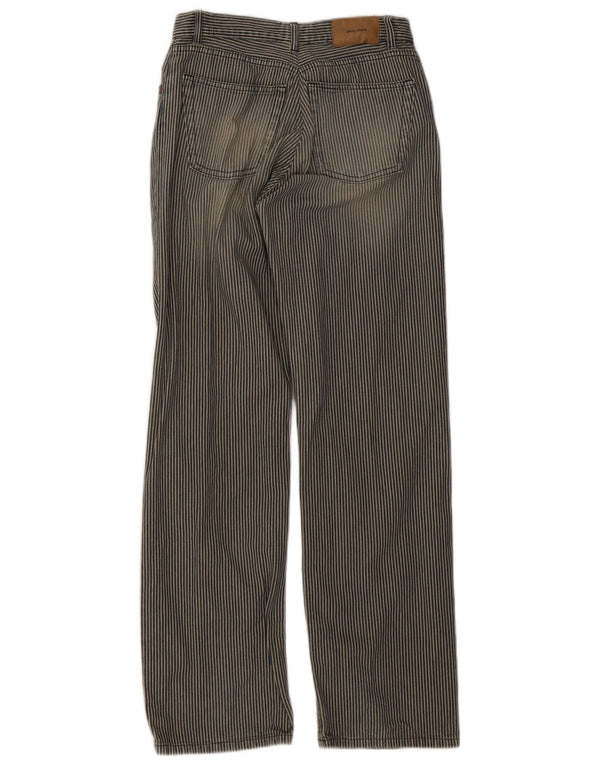 Zara Mens Straight Casual Trousers W28 L33 Blue Pinstripe Cotton