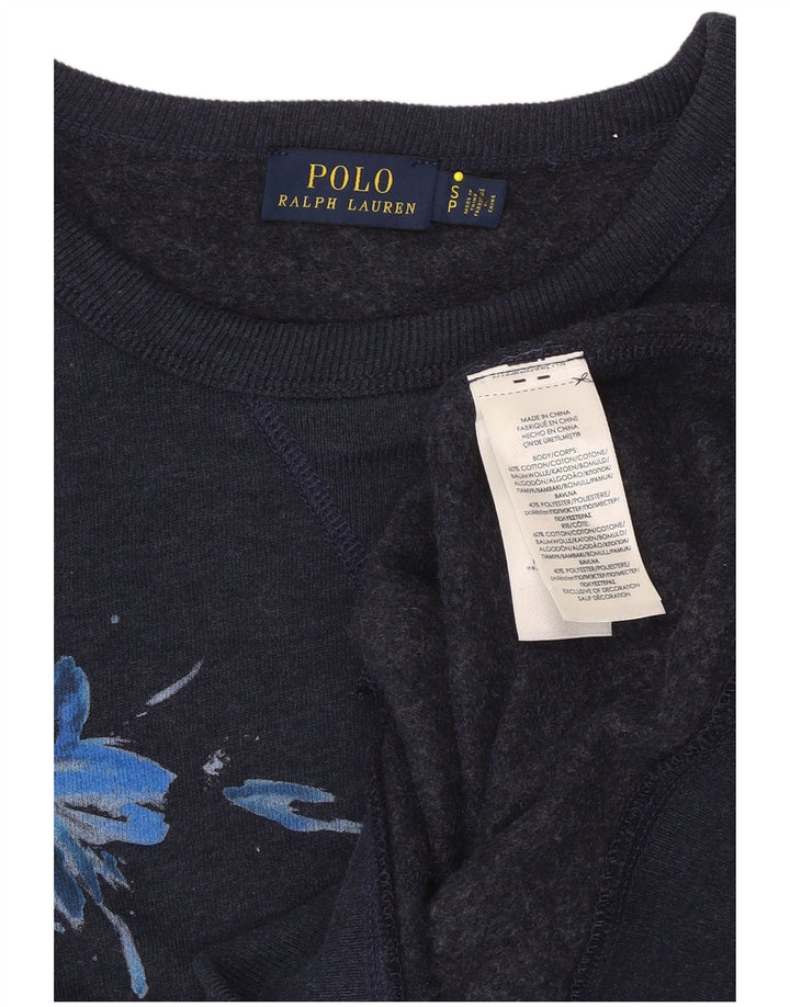 POLO RALPH LAUREN Womens Sweatshirt Jumper UK 10 Small Navy Blue Floral