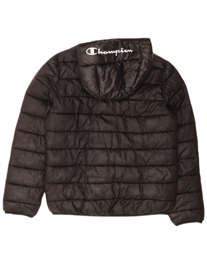 Champion Womens Hooded Padded Jacket UK 12 Medium Black Polyester