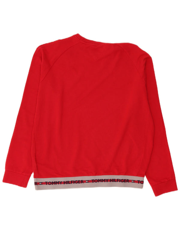Tommy Hilfiger Mens Graphic Sweatshirt Jumper XL Red Colourblock Cotton