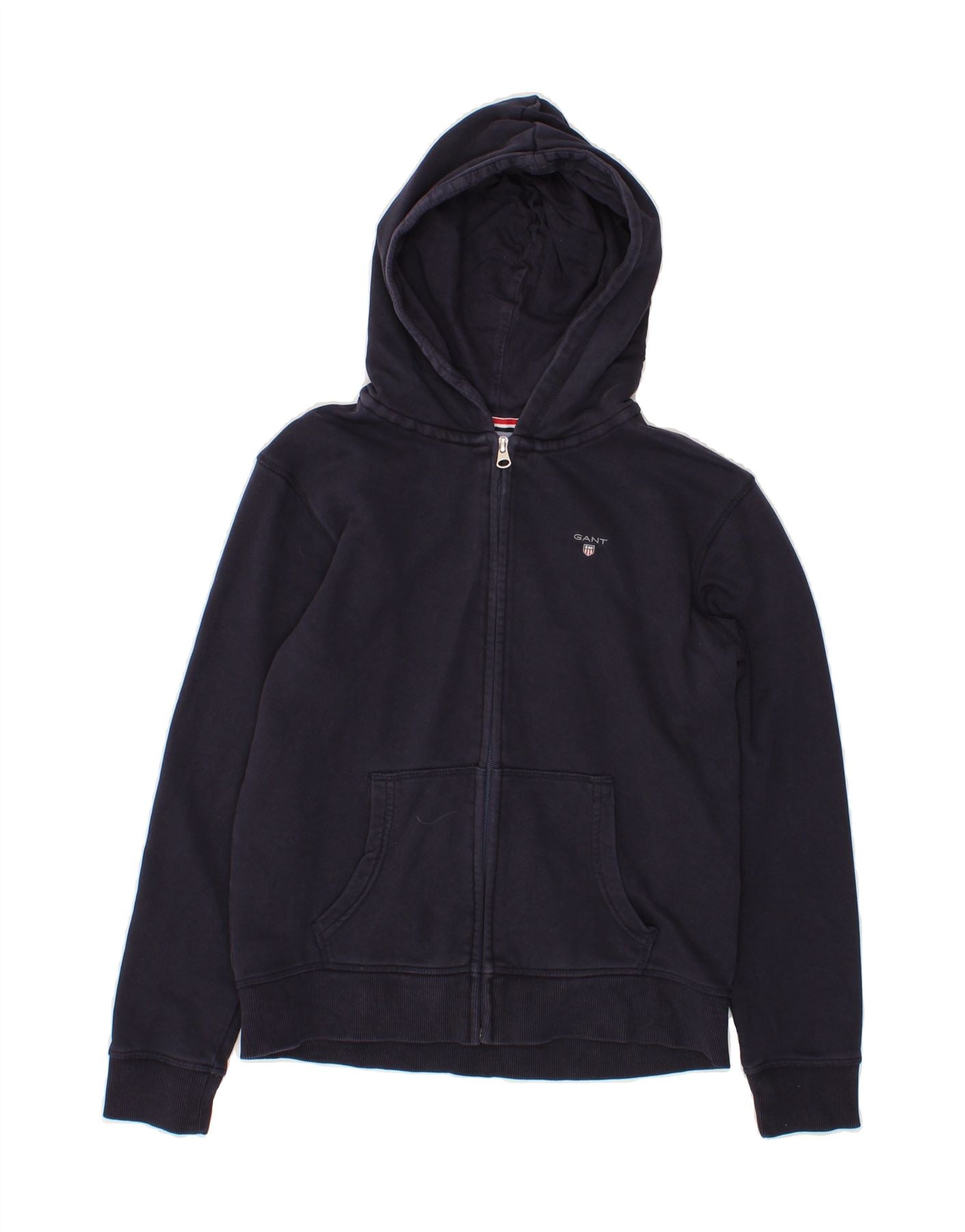 GANT Boys Zip Hoodie Sweater 13-14 Years Navy Blue Cotton
