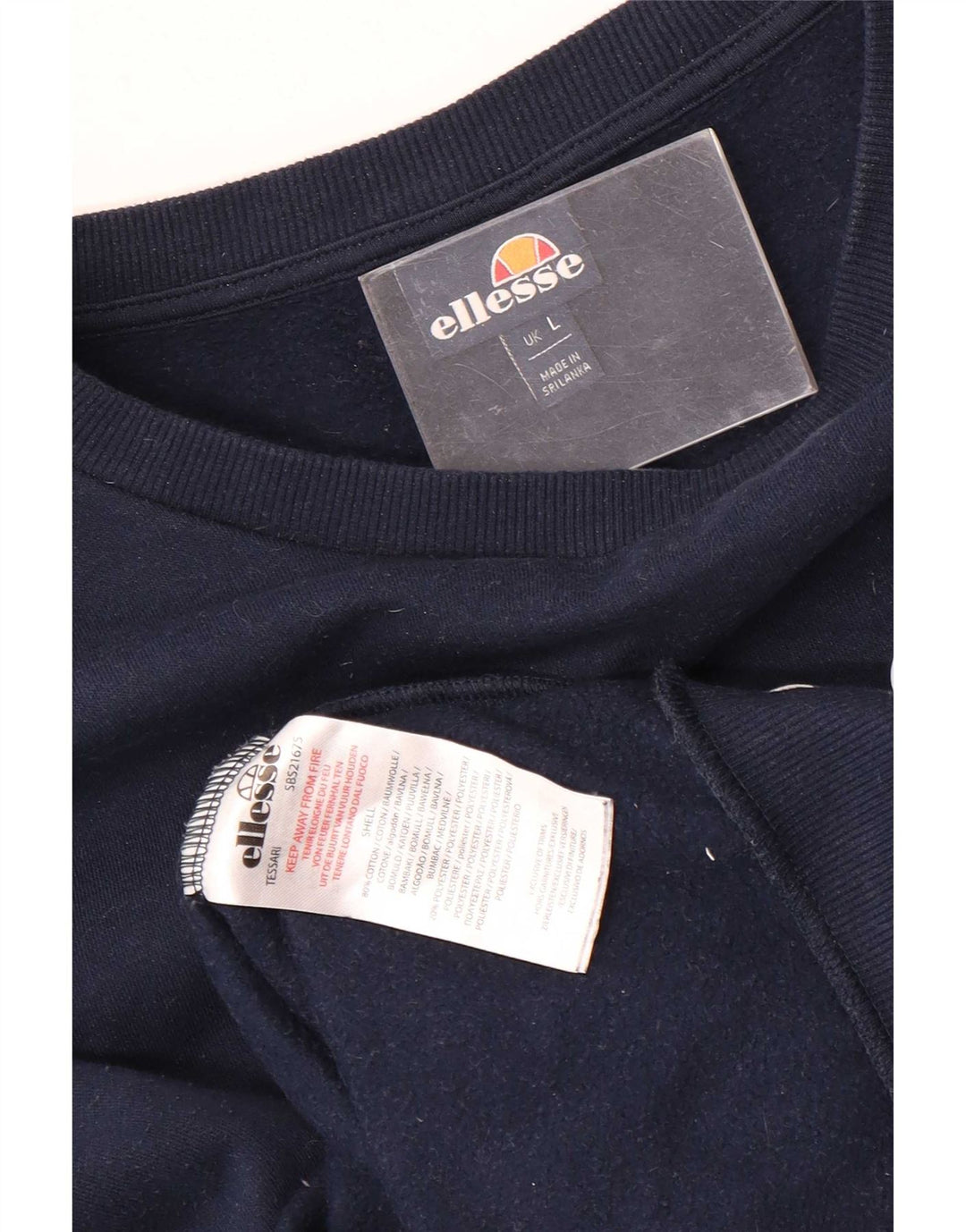 Ellesse Mens Graphic Sweatshirt Jumper Large Navy Blue Cotton