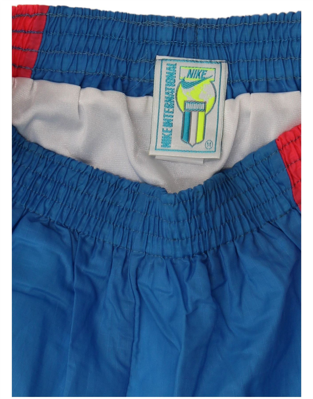 NIKE Womens Sport Shorts UK 12 Medium  Blue Colourblock Nylon