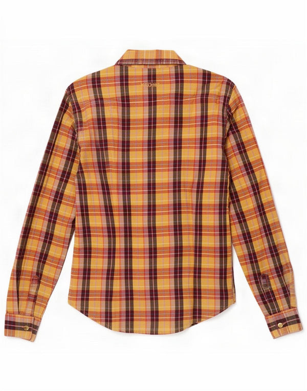 Moschino Womens Shirt UK 12 Medium Yellow Plaid Cotton