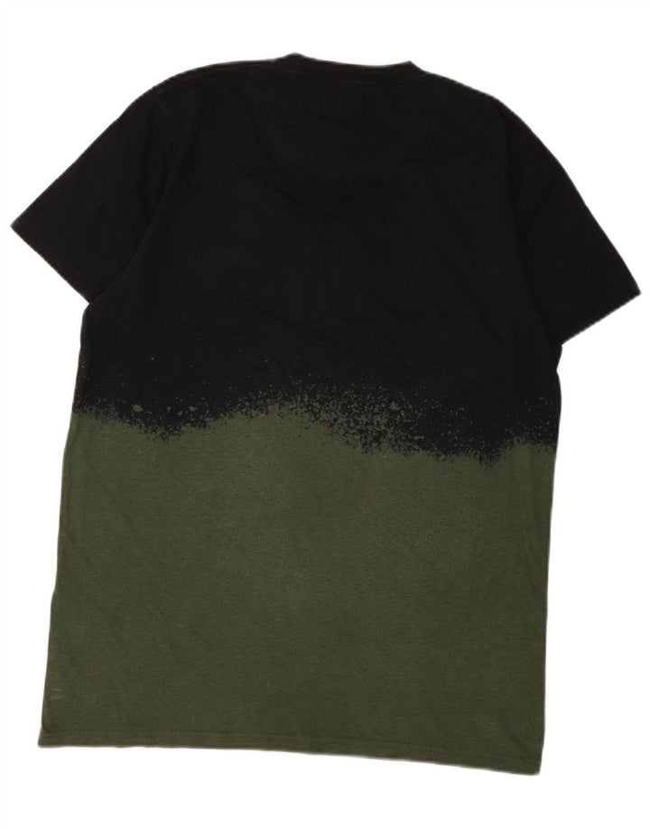 Hollister Mens Graphic T-Shirt Top Medium Green Colourblock