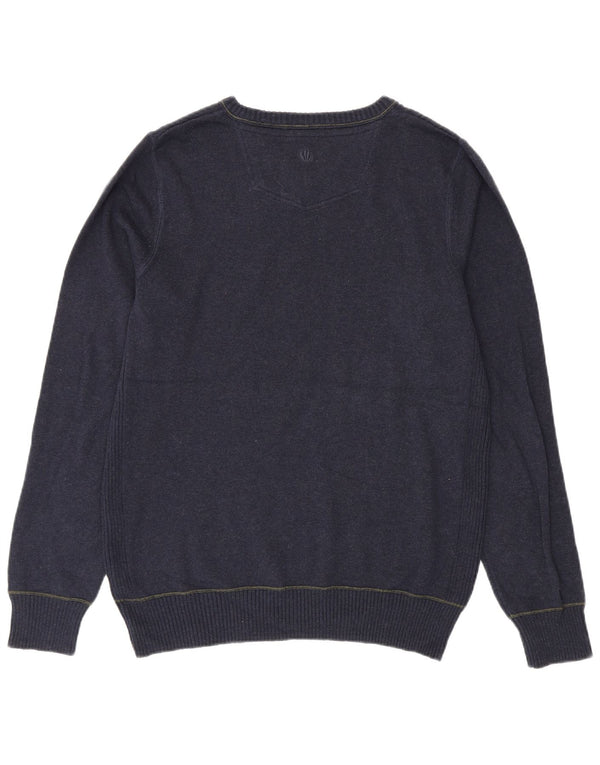 Fat Face Mens V-Neck Jumper Sweater Medium Navy Blue Cotton
