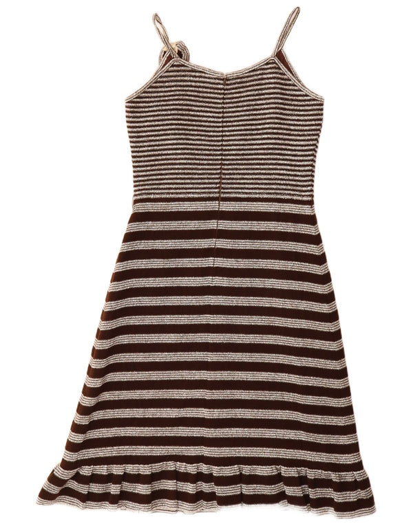 Luis Mari Cote D'Azur Womens A-Line Dress EU 42 Large Brown Striped