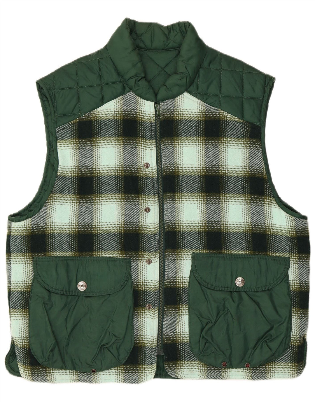 Roy Rogers Mens Reversible Gilet UK 42 XL Green Check