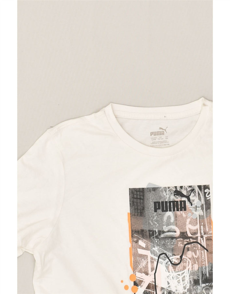 PUMA Boys Graphic T-Shirt Top 13-14 Years White Cotton | Vintage Puma | Thrift | Second-Hand Puma | Used Clothing | Messina Hembry 