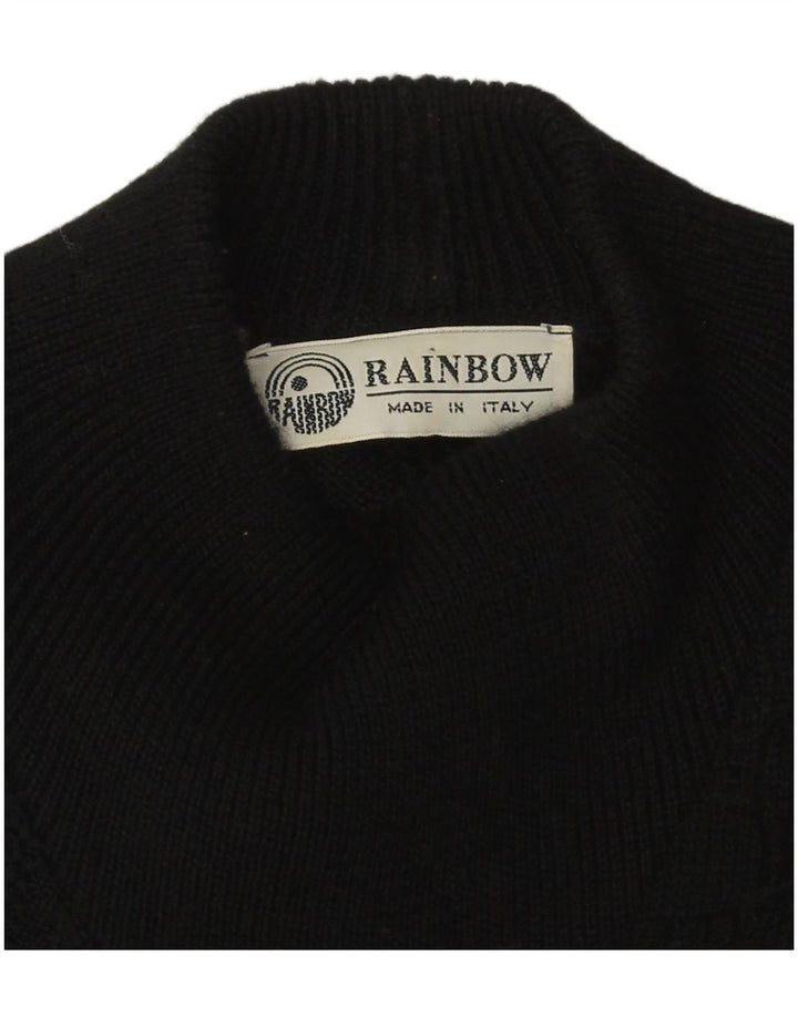 Rainbow Mens Turtle Neck Jumper Sweater Large Black Colourblock