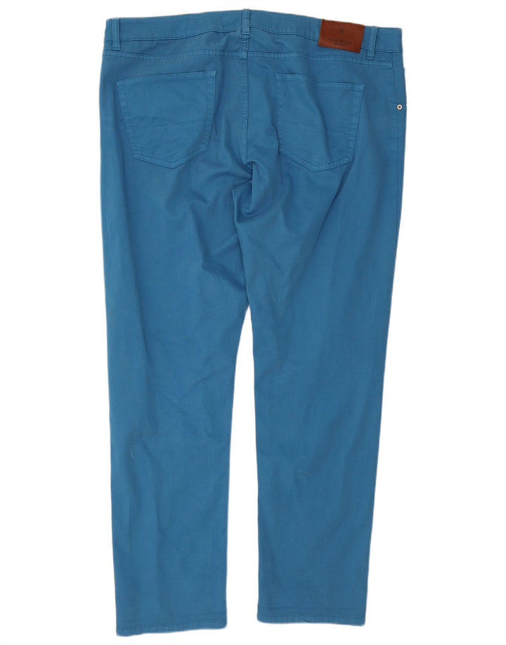 Hackett Mens Straight Casual Trousers W44 L31 Blue Cotton
