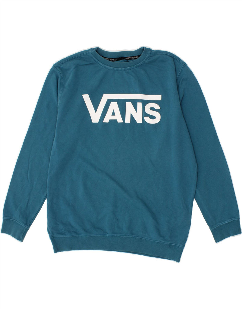 VANS Boys Graphic Sweatshirt Jumper 15-16 Years XL Blue Cotton | Vintage Vans | Thrift | Second-Hand Vans | Used Clothing | Messina Hembry 