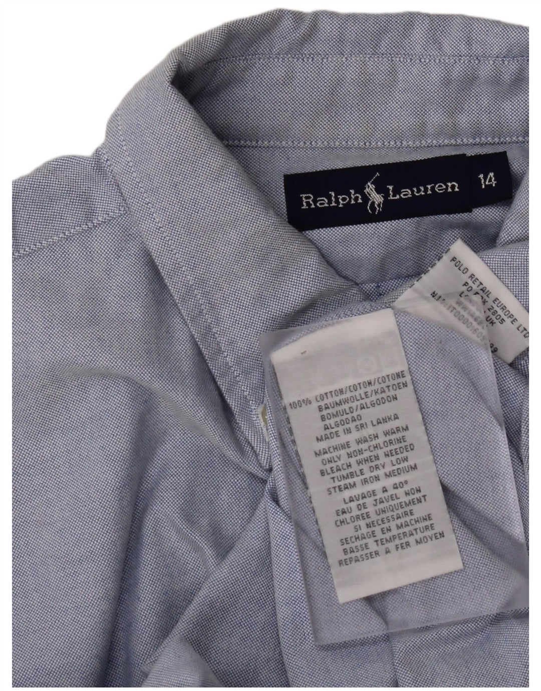 RALPH LAUREN Boys Shirt 13-14 Years Blue Cotton