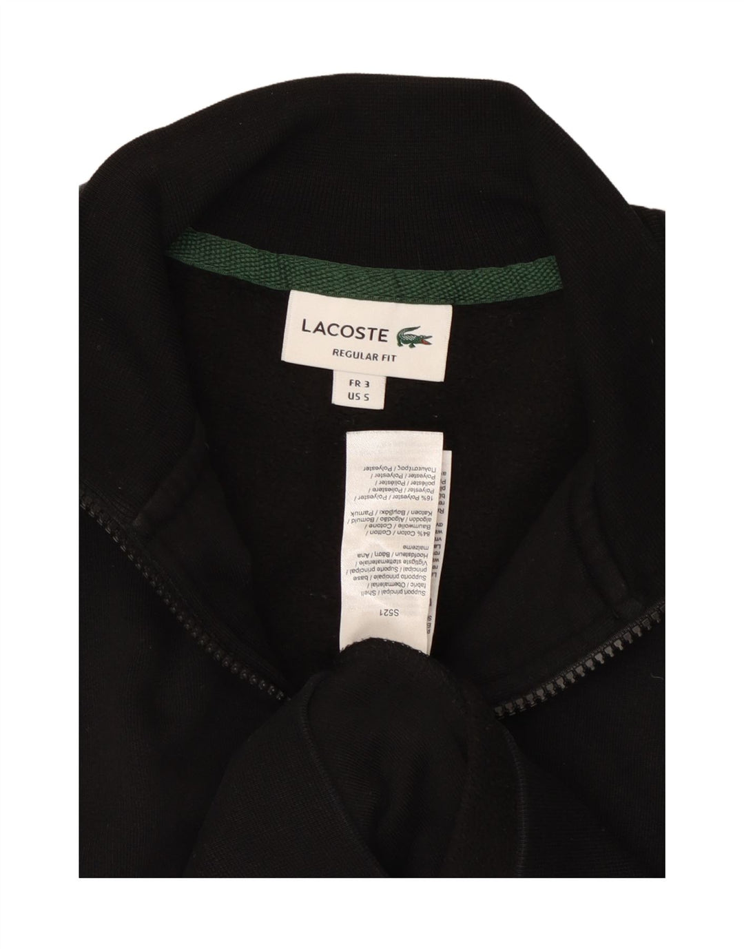 LACOSTE Mens Regular Fit Tracksuit Top Jacket Size 3 Small Black Cotton