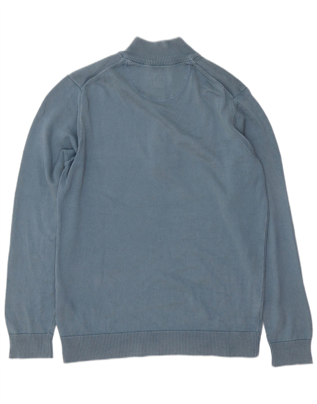 MARLBORO CLASSICS Mens Zip Neck Jumper Sweater Large Blue Cotton