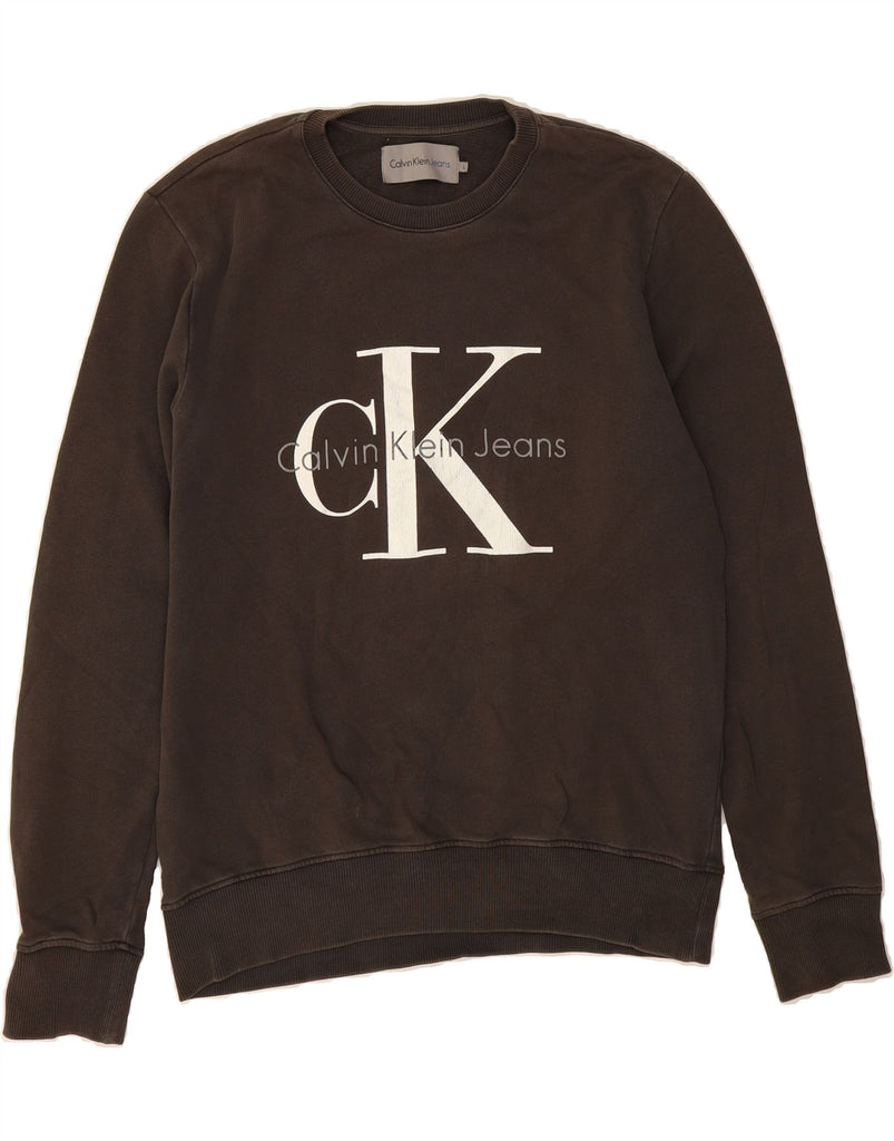 CALVIN KLEIN JEANS Mens Graphic Sweatshirt Jumper Large Black Vintage Calvin Klein Jeans and Second-Hand Calvin Klein Jeans from Messina Hembry 