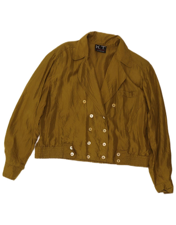 Vintage Womens Oversized Double Breasted Bomber Jacket UK 10 Small Khaki
