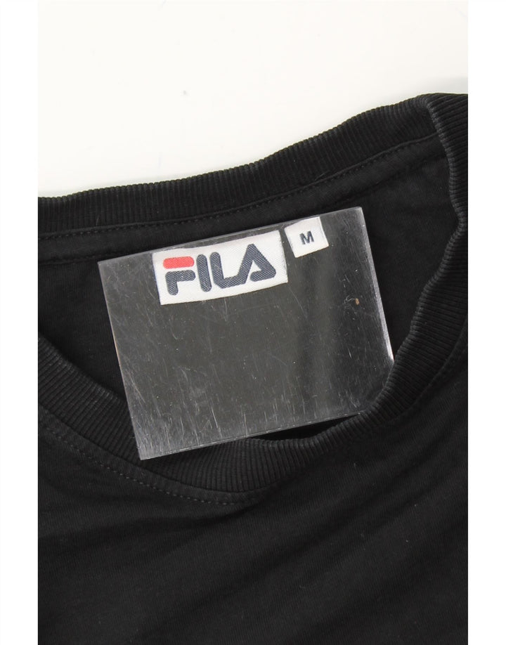 FILA Womens T-Shirt Top UK 12 Medium Black Cotton Vintage Fila and Second-Hand Fila from Messina Hembry 