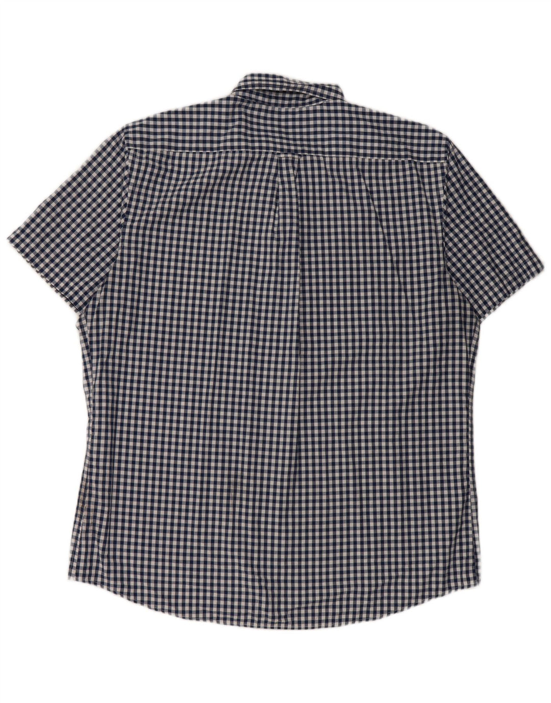 IZOD Mens Short Sleeve Shirt XL Blue Gingham Cotton