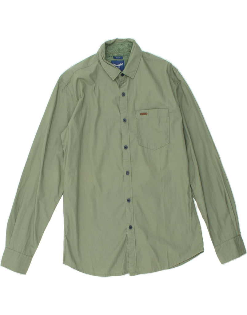 WRANGLER Mens Regular Fit Shirt Small Green Cotton | Vintage Wrangler | Thrift | Second-Hand Wrangler | Used Clothing | Messina Hembry 