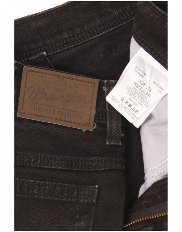 Wrangler Mens Regular Fit Straight Jeans W38 L34 Black Cotton