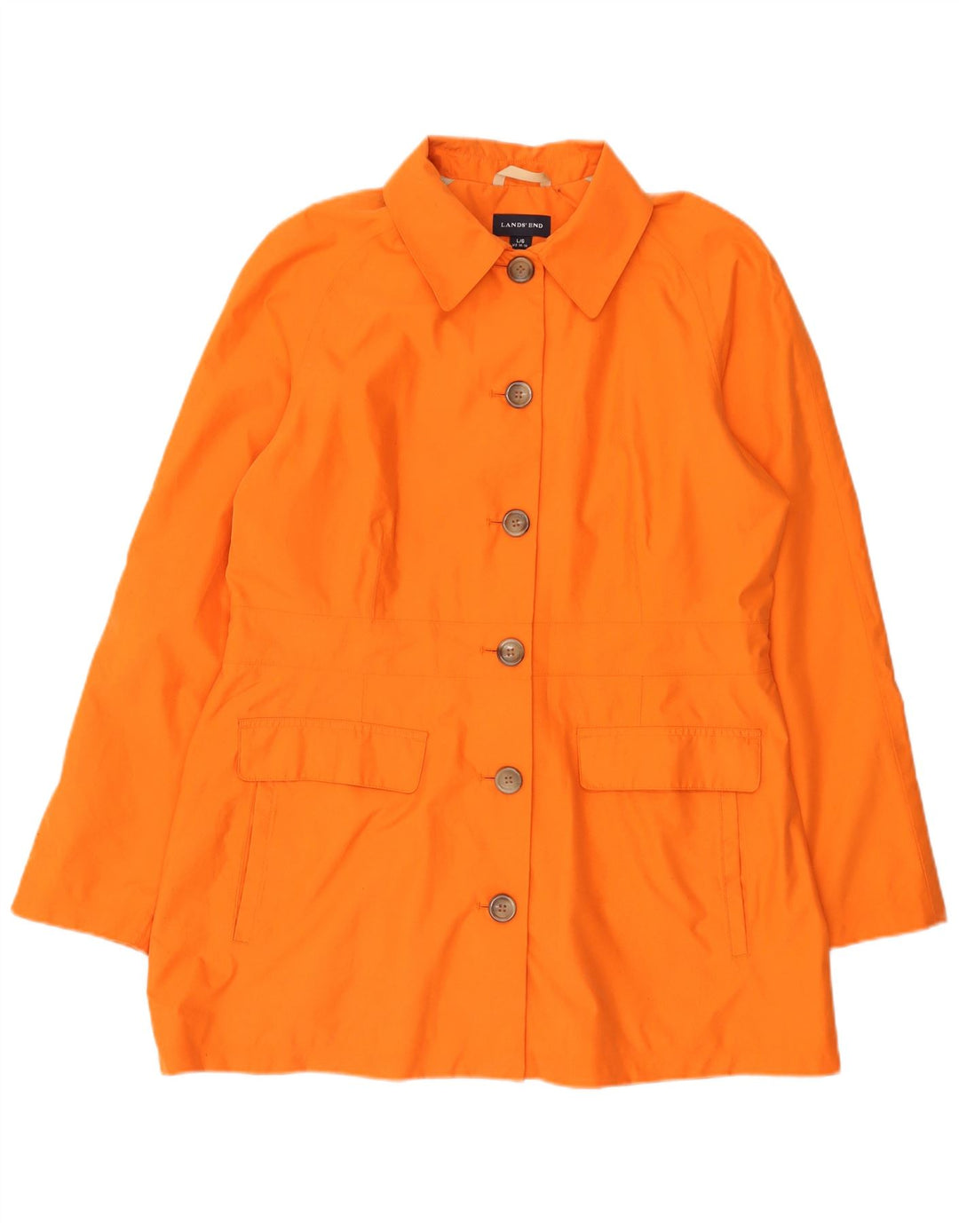 Lands End Womens 6 Button Blazer Jacket UK 16 Large Orange Polyester